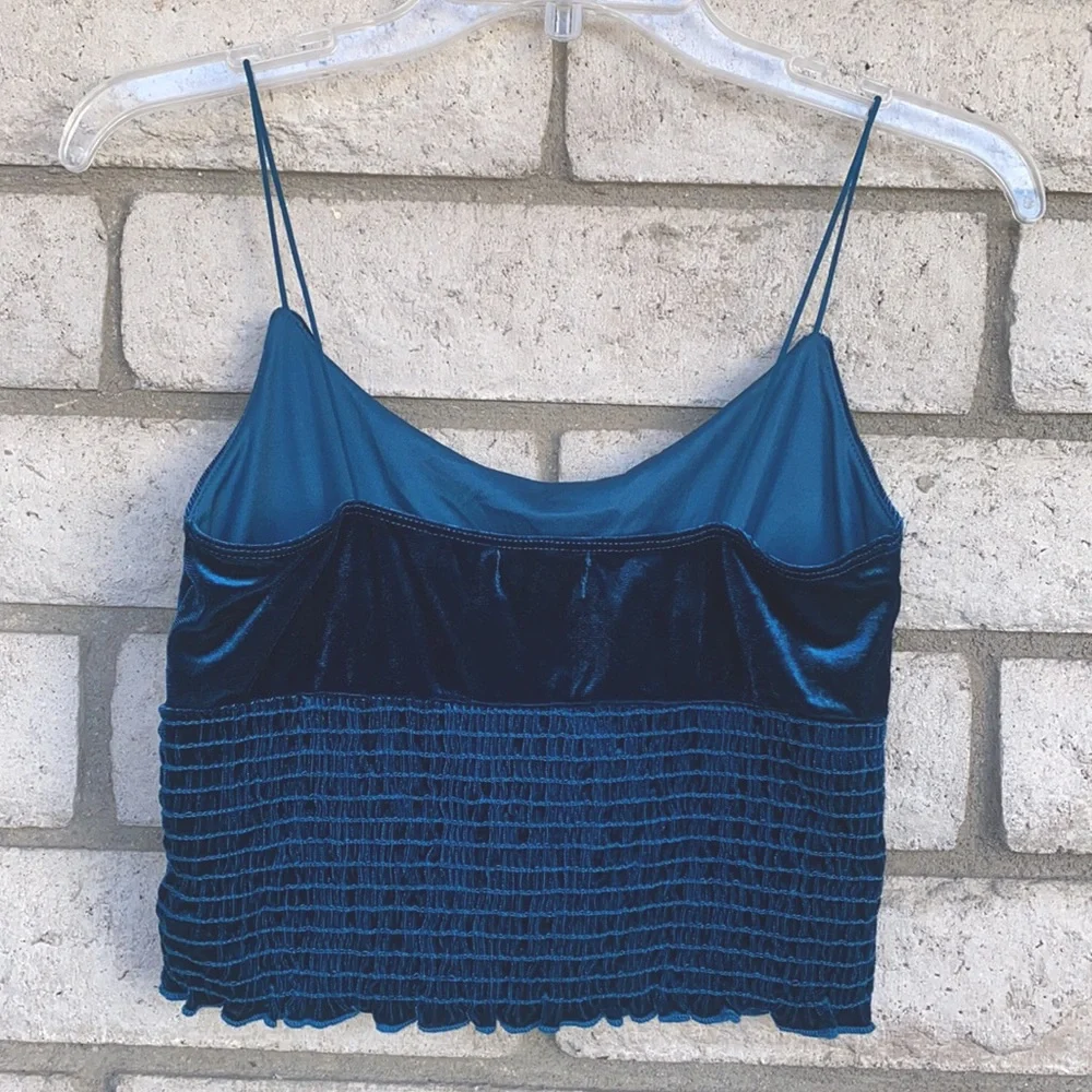 Urban Outfitters Velvet Crop Top, Large Dark Turquoise - Picture 6 of 6